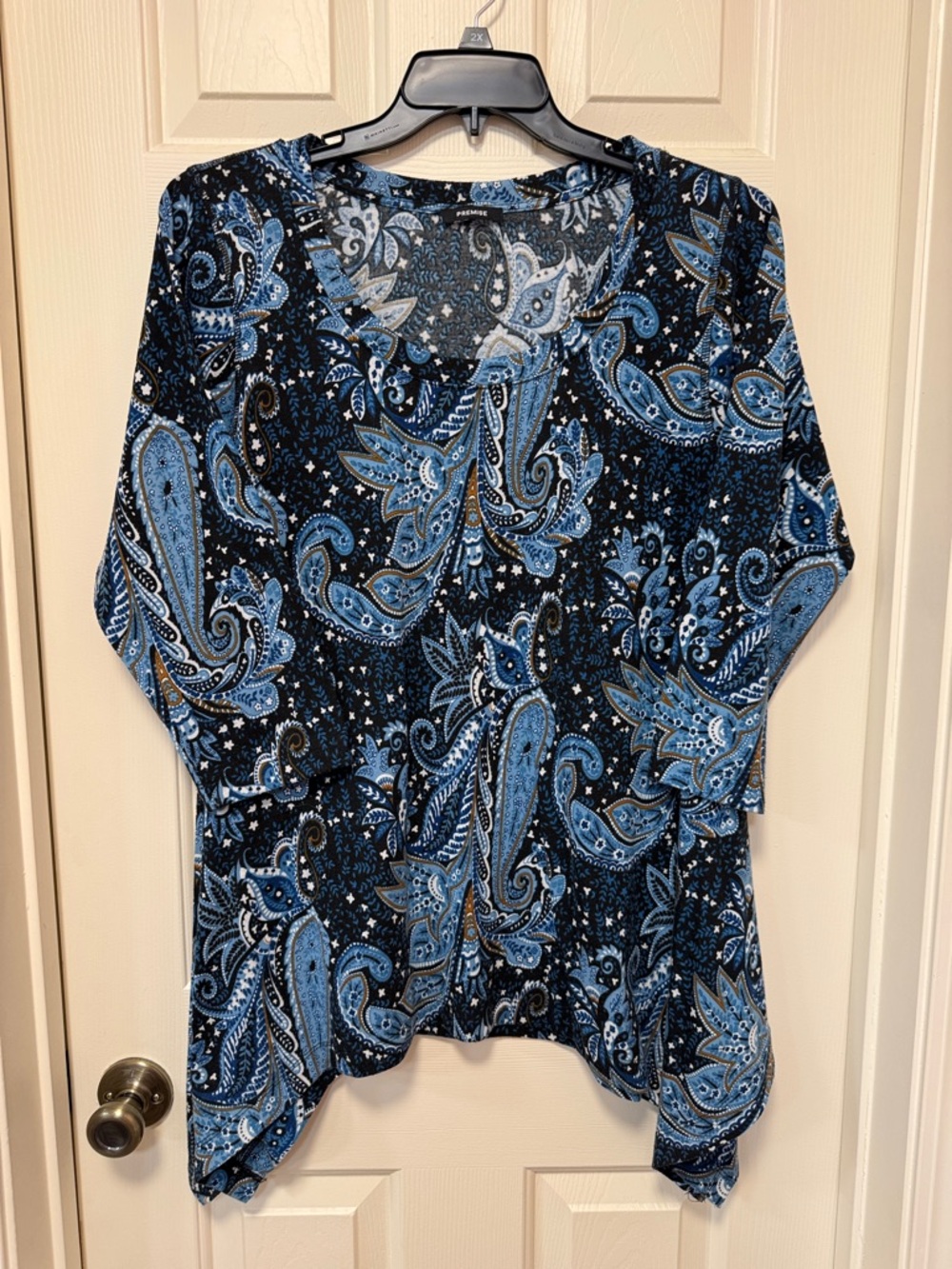 Premise Navy and Light Blue Paisley V-Neck Tunic
